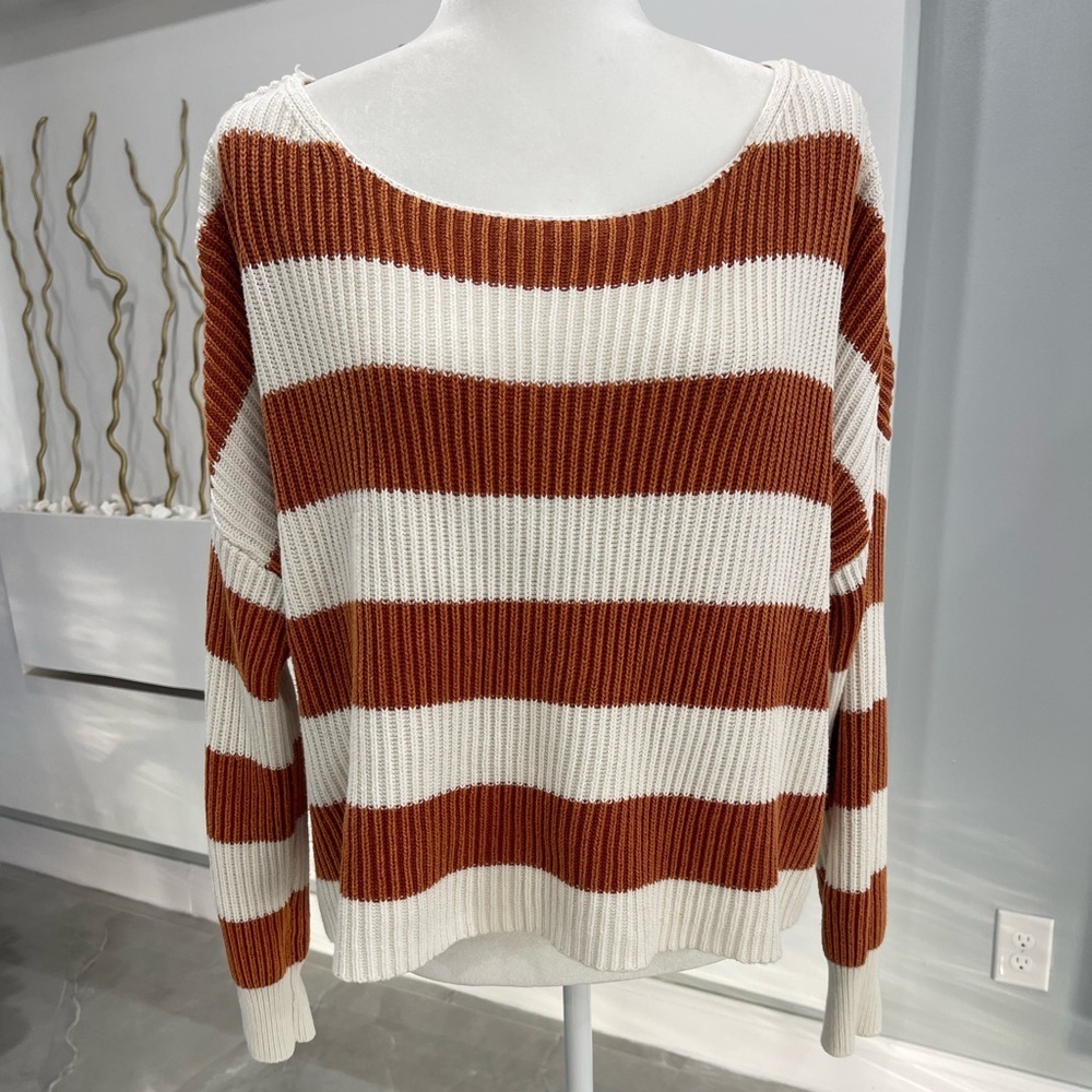 By Together Brown and White Striped Sweater